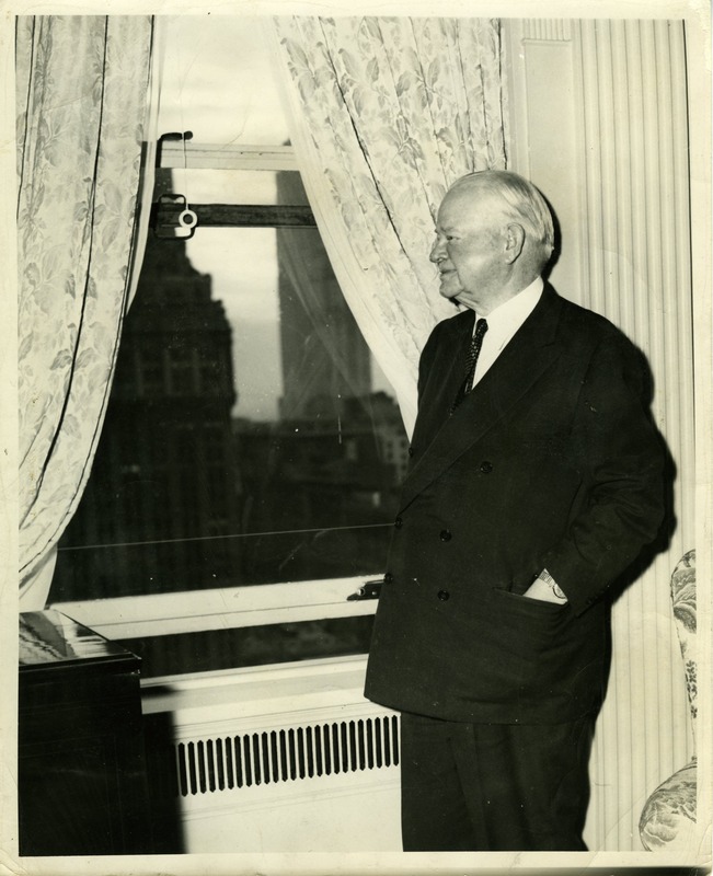 President Herbert Hoover in his Waldorf Towers apartment