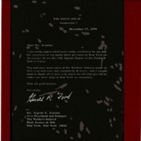Thank you note from President Gerald Ford, 1974