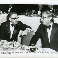 &quot;Dr. Henry Kissinger and Mr. Gregory Peck at the 1980 Friars Club dinner, Grand Ballroom&quot;